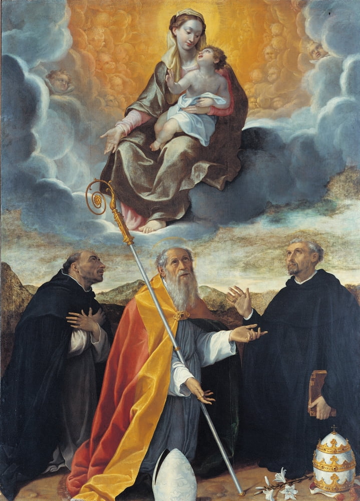Madonna With Child And St Dominic (Madonna Of The Rosary) Canvas Art -  (24 x 36)