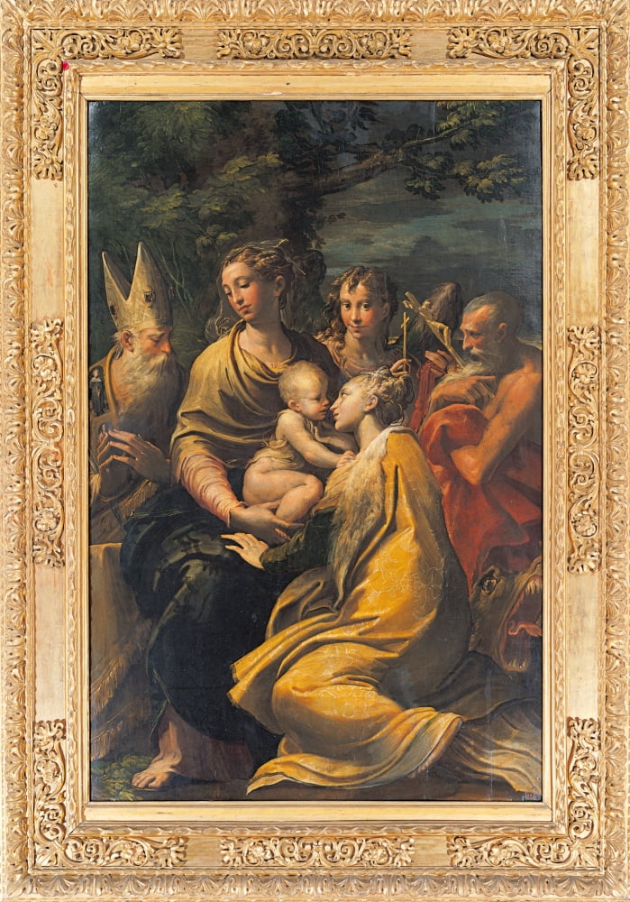 Madonna With Child And Sts Augustine Canvas Art - (18 x 24)