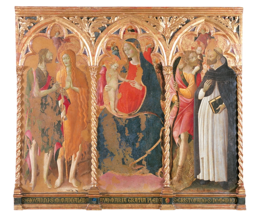 Madonna With Child And The Sts John Baptist And Mary Magdalene Canvas Art - (24 x 18)