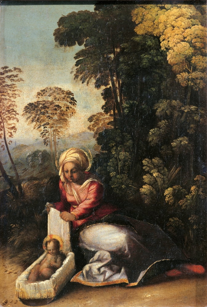 Madonna With Child (La Zingarella) Canvas Art - (18 x 24)