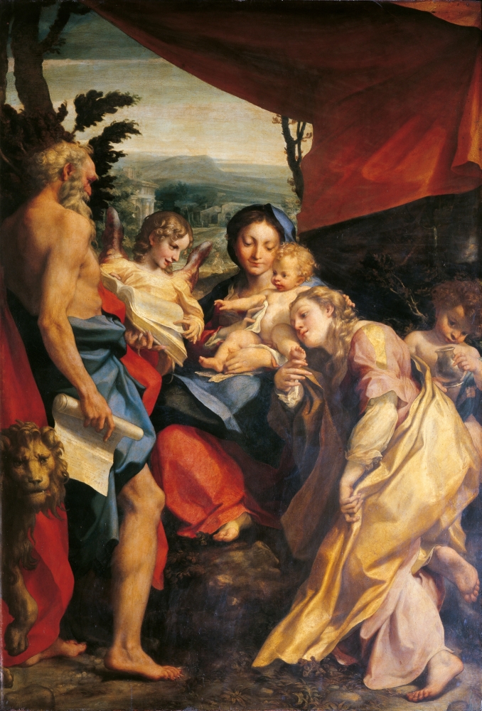 Madonna With St Jerome (The Day) Canvas Art - (24 x 36)