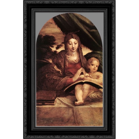 Madonna and Child 18x24 Black Ornate Wood Framed Canvas Art by Parmigianino, Girolamo
