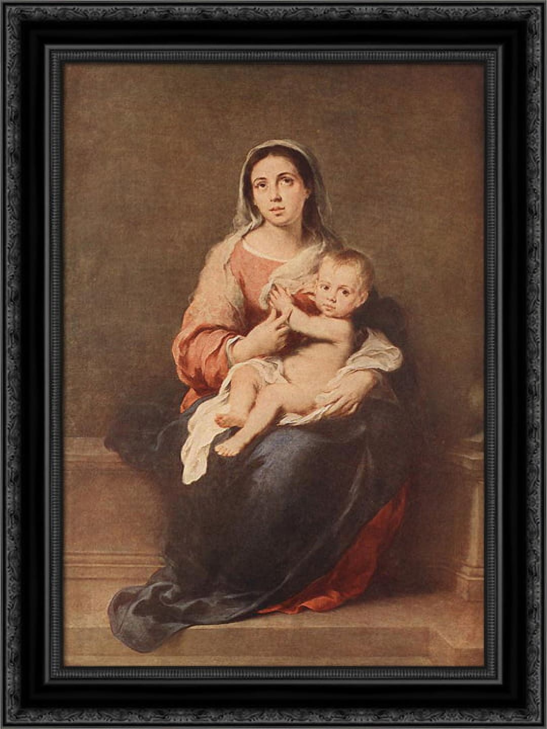 Madonna and Child 19x24 Black Ornate Wood Framed Canvas Art by Murillo ...