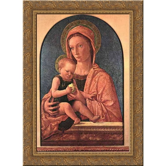Madonna and Child 20x24 Gold Ornate Wood Framed Canvas Art by Bellini, Giovanni