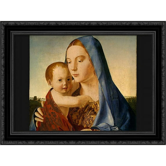 Madonna and Child 24x20 Black Ornate Wood Framed Canvas Art by Messina, Antonello da