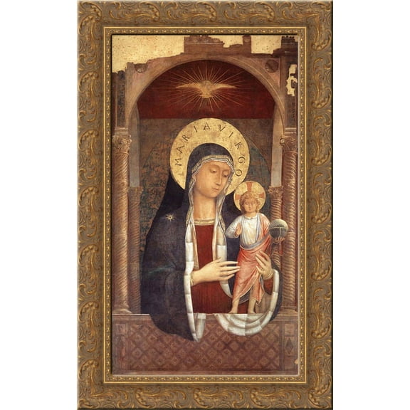 Madonna and Child Giving Blessings 24x16 Gold Ornate Wood Framed Canvas Art by Benozzo Gozzoli
