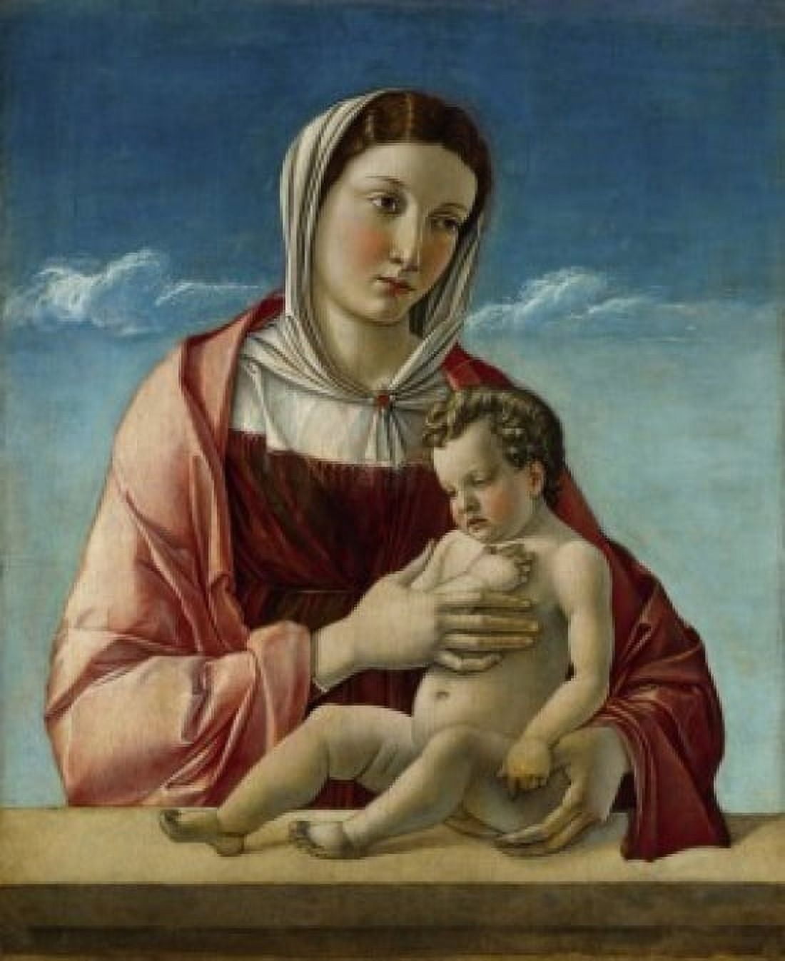 Madonna and Child - Madonna Frizzoni Giovanni Bellini c 1430-1516Italian Tempera Canvas Art - Giovanni Bellini (18 x 24)