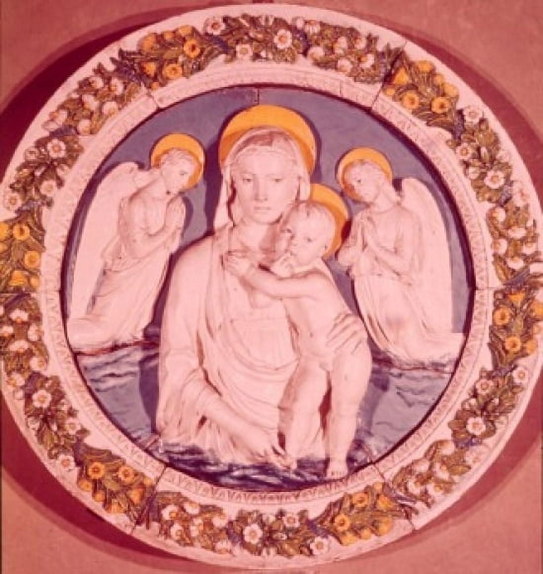 Madonna and Child with Angels by Luca Della Robbia Glazes terracotta 1400-1482 Canvas Art - Luca Della Robbia (24 x 36)