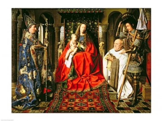 Madonna and Child with Canon Joris van der Paele 1436 Canvas Art - Jan Van Eyck (24 x 18)