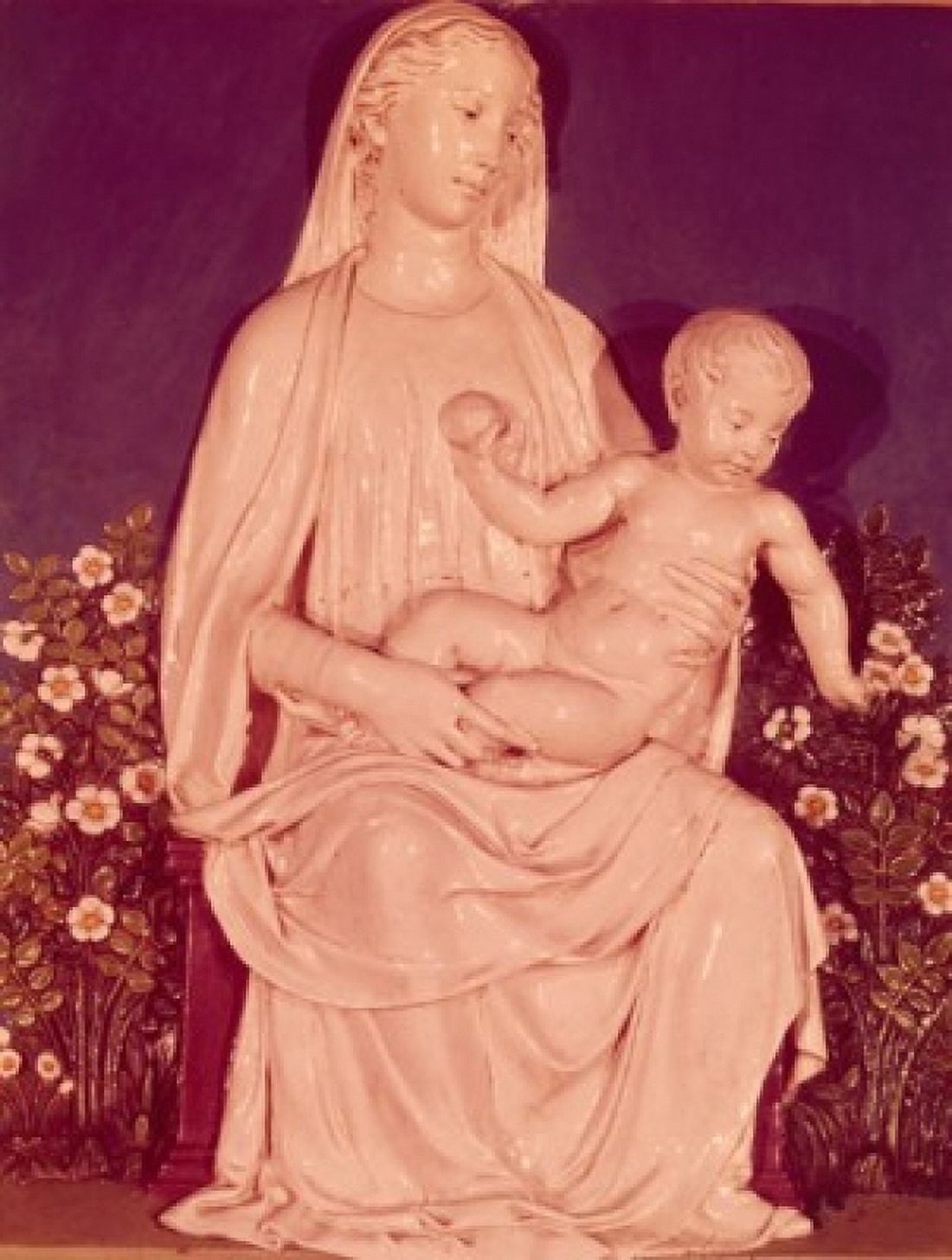 Madonna and Child with Roses by Luca Della Robbia 1400-1482 Canvas Art - Luca Della Robbia (18 x 24)