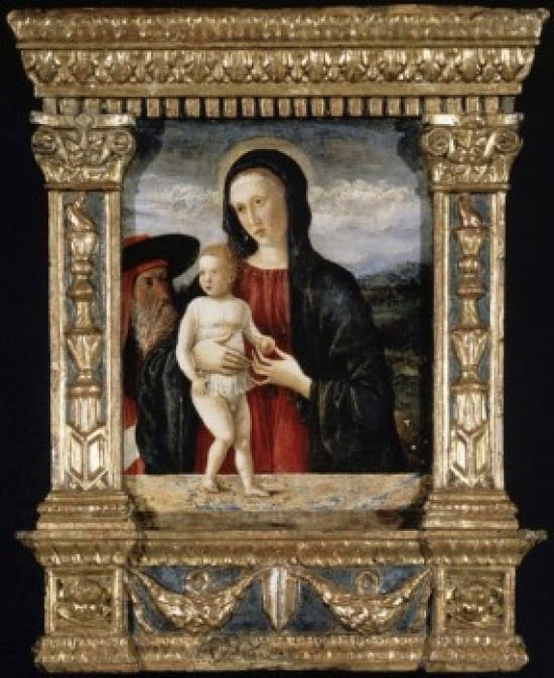 Madonna and Child with Saint Jerome Giovanni Bellini (ca 1430-1516 Italian) Canvas Art - Giovanni Bellini (24 x 36)