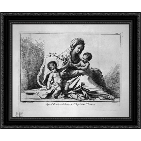 Madonna and Child with St. John the Baptist 24x20 Black Ornate Wood Framed Canvas Art by Piranesi, Giovanni Battista