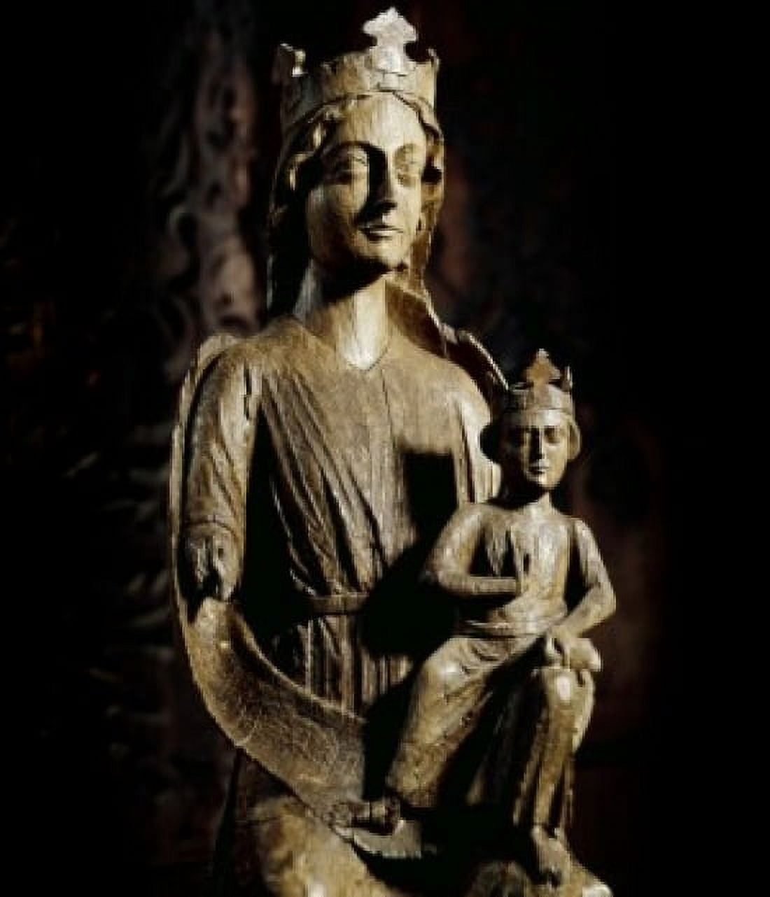 Madonna and Child wooden sculpture Canvas Art - (24 x 36)