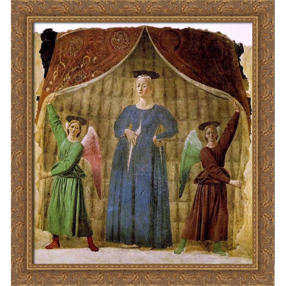 Madonna del Parto 28x30 Large Gold Ornate Wood Framed Canvas Art by Piero della Francesca