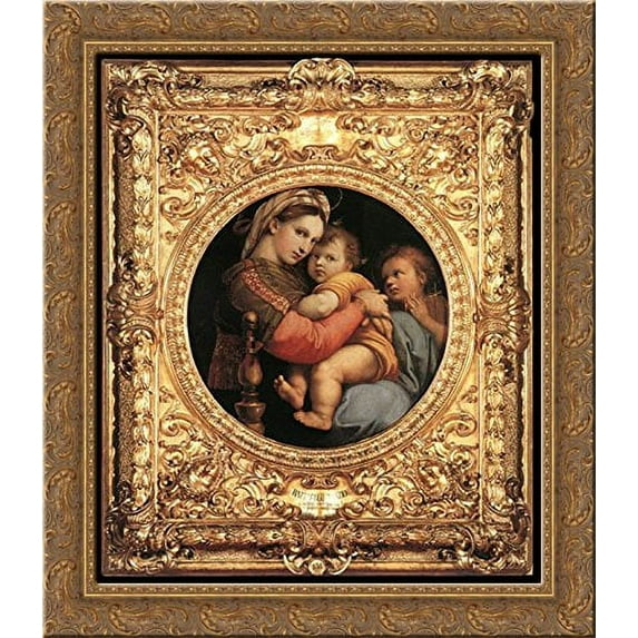Madonna della Seggiola (framed) 20x22 Gold Ornate Wood Framed Canvas Art by Raphael
