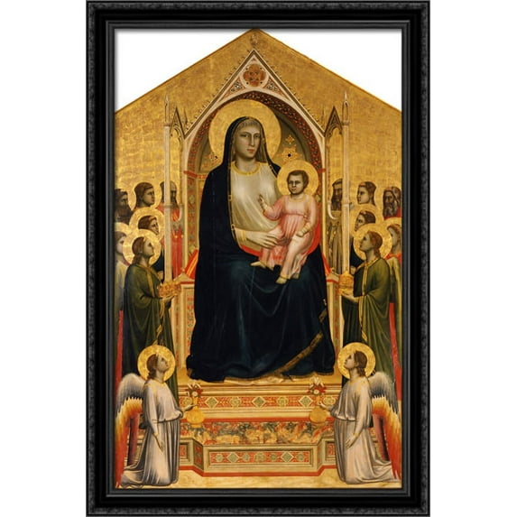 Madonna in Maest (Ognissanti Madonna) 26x40 Large Black Ornate Wood Framed Canvas Art by Giotto