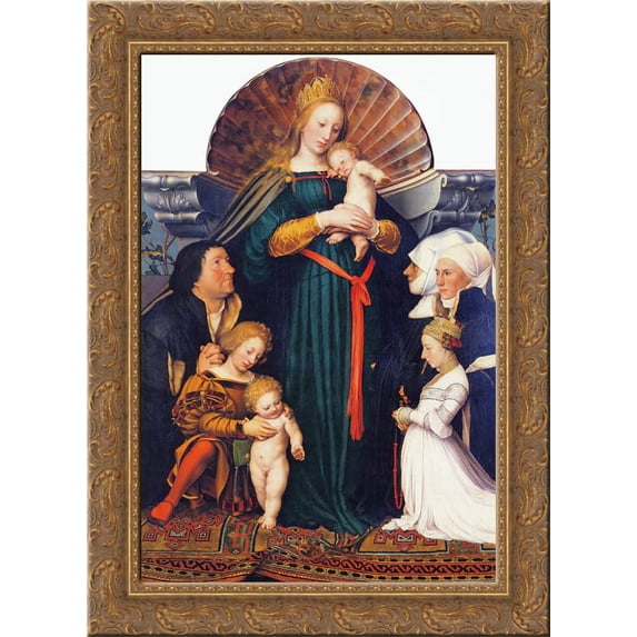 Madonna of the Burgermeister Meyer 24x18 Gold Ornate Wood Framed Canvas Art by Hans Holbein the Younger