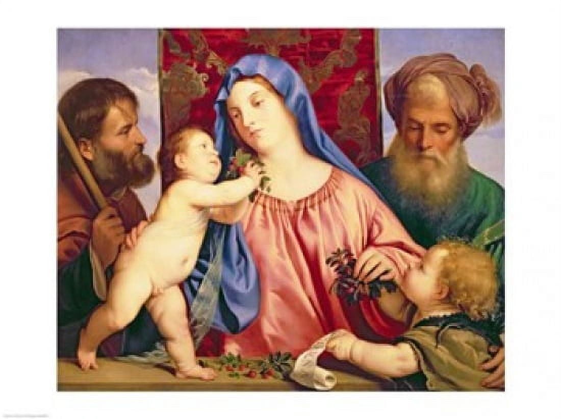 Madonna of the Cherries with Joseph Canvas Art - Titian (24 x 18)