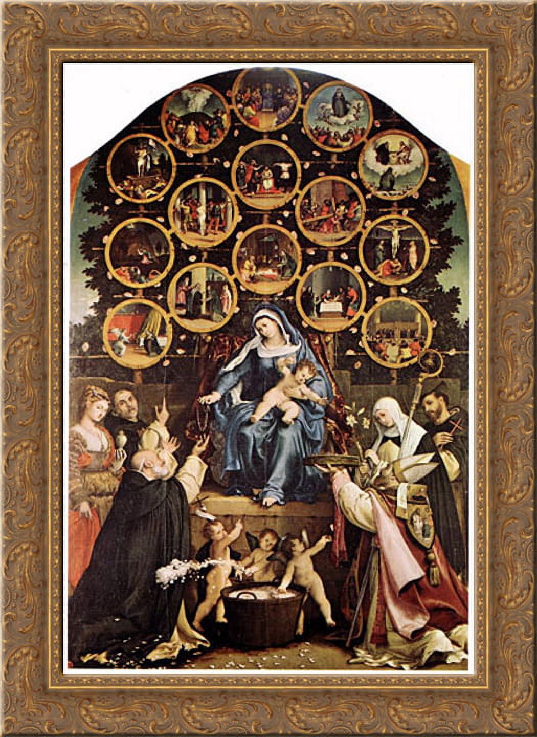 Madonna of the Rosary 19x24 Gold Ornate Wood Framed Canvas Art by Lotto ...