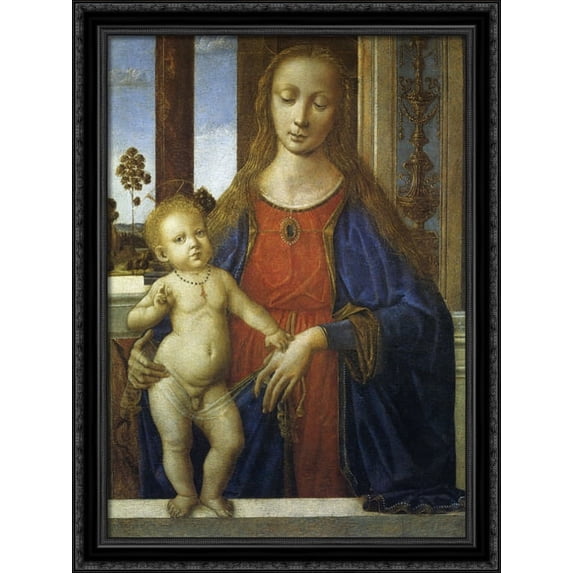 Madonna with Child 28x38 Large Black Ornate Wood Framed Canvas Art by Pietro Perugino