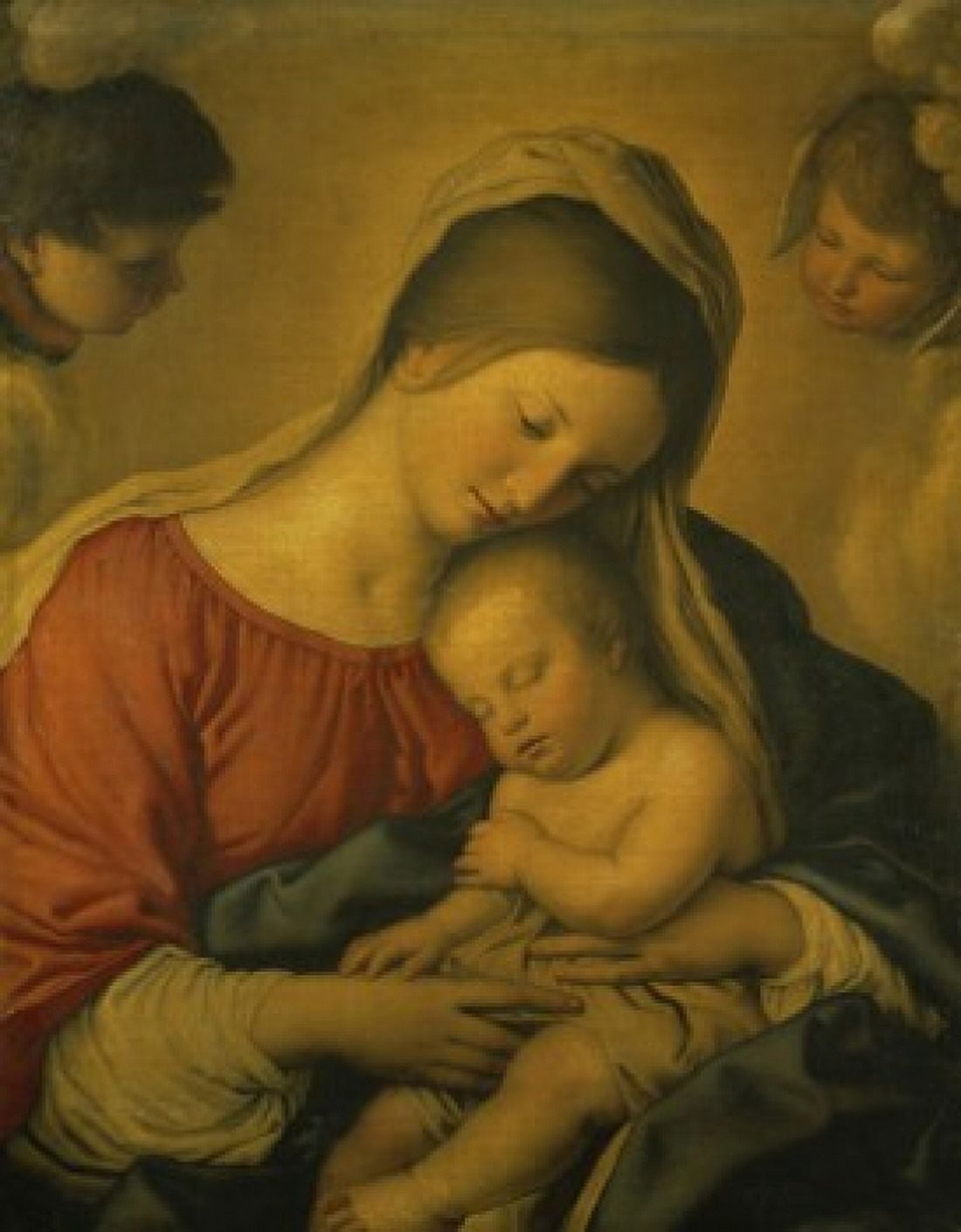 Madonna with the Infant Jesus Sleeping 17th C Sassoferrato (1609-1685 Italian) Musee du Louvre Paris Canvas Art - Sassoferrato (18 x 24)