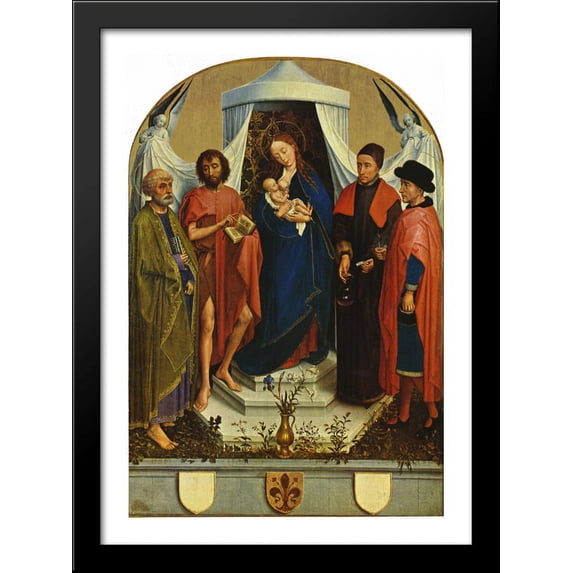 Madonna with the saints 28x40 Large Black Wood Framed Print Art by Rogier van der Weyden