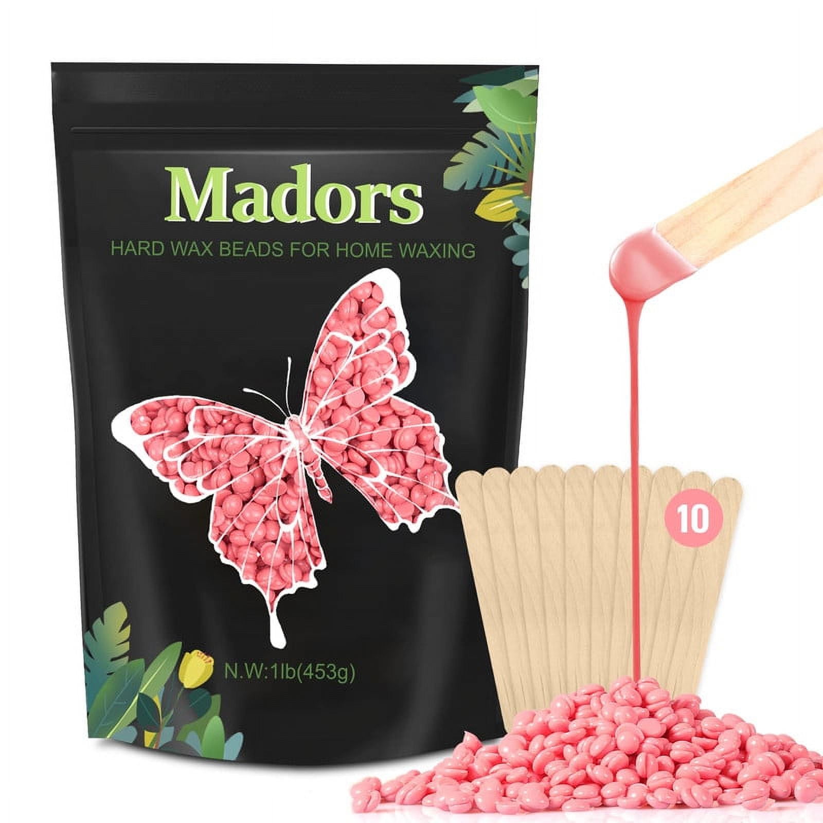 Madors 1lb/16oz Wax Beans Kit with 10 Wax applicator Sticks for Full