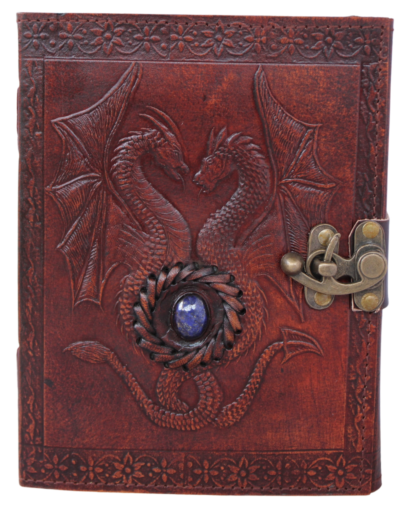 Madosh, Dragon Embossed Handmade Leather Diary Bound Journal Writing Notebook Notepad Unlined Paper Sketchbook Drawing Blank Paper