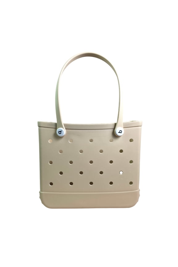 EVA Beach Tote Bag for Women - Waterproof Rubber Open Top Pool Bag - Washable Sandproof Large Travel Basket - Durable Gym, Shower & Boat Utility Handbag (13.5" x 12")(Baby Pink)