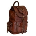 thumbnail image 1 of Madosh Genuine Leather Backpacks Hiking Rucksack Brown Camping Daypacks Travel Luggage Bag, 1 of 6