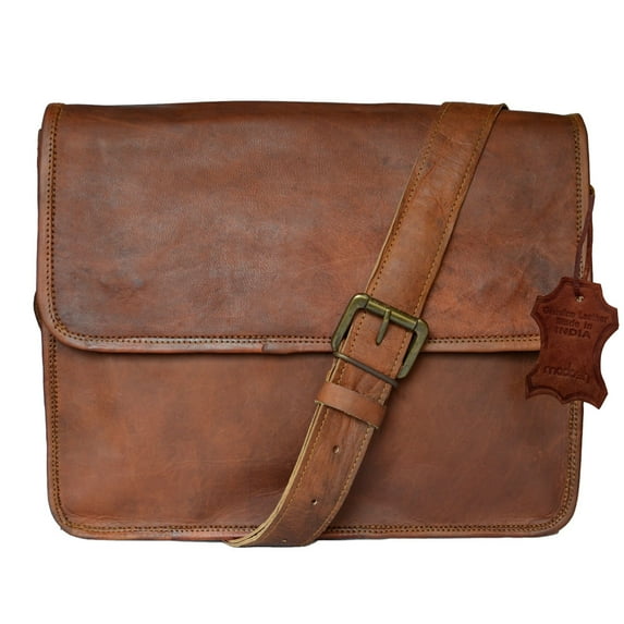 Madosh Men's Genuine Leather Flap Over Bag Messenger Crossbody Handbag