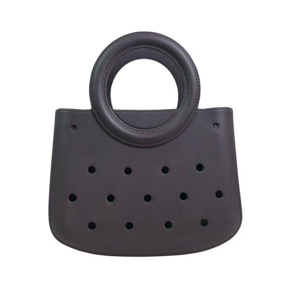 Madosh Mini EVA Beach Bag for Women - Waterproof Rubber Tote Handbag for Vacation, Pool & Shower | Open Beach Tote for Women (DBROWN)