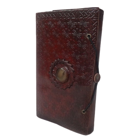 Madosh Vintage Genuine Leather Diary Handmade Memory Book Journal Notebook Embossed Engraved Antique Stone Refillable