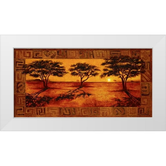 Madou 14x9 White Modern Wood Framed Museum Art Print Titled - Serengeti Sunset