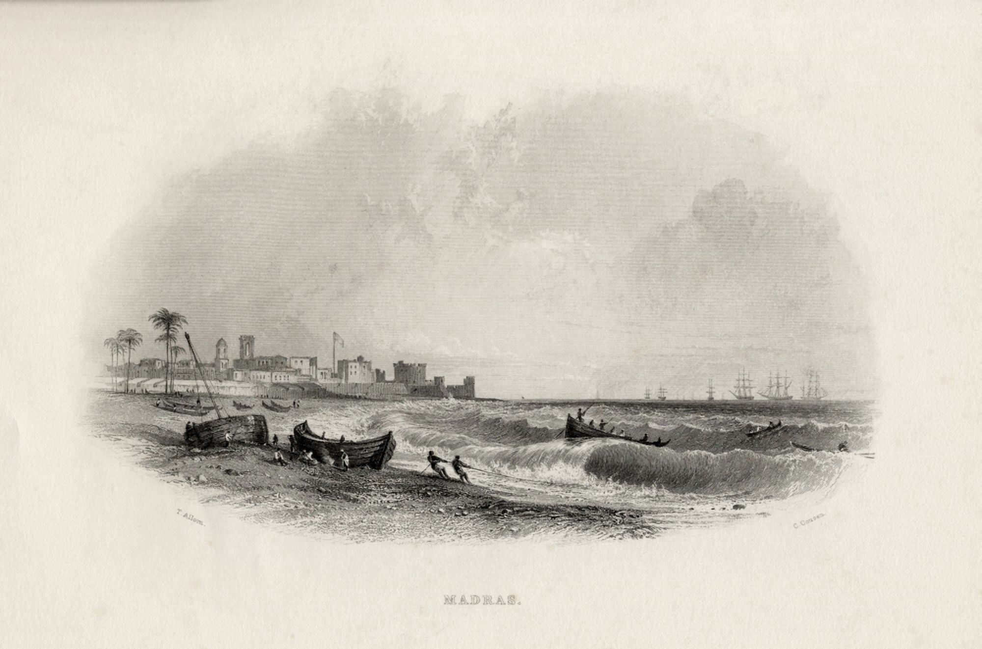 Madras India 19Th Century Engraving By C Cousen After T Allom Canvas Art - Ken Welsh Design Pics (17 x 11)