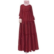 Madrasa Apparel for Women Loose Polka Dot Muslim Dress Abaya Prayer Clothes Arabian Islamic Wear Dubai Kaftan Burqa