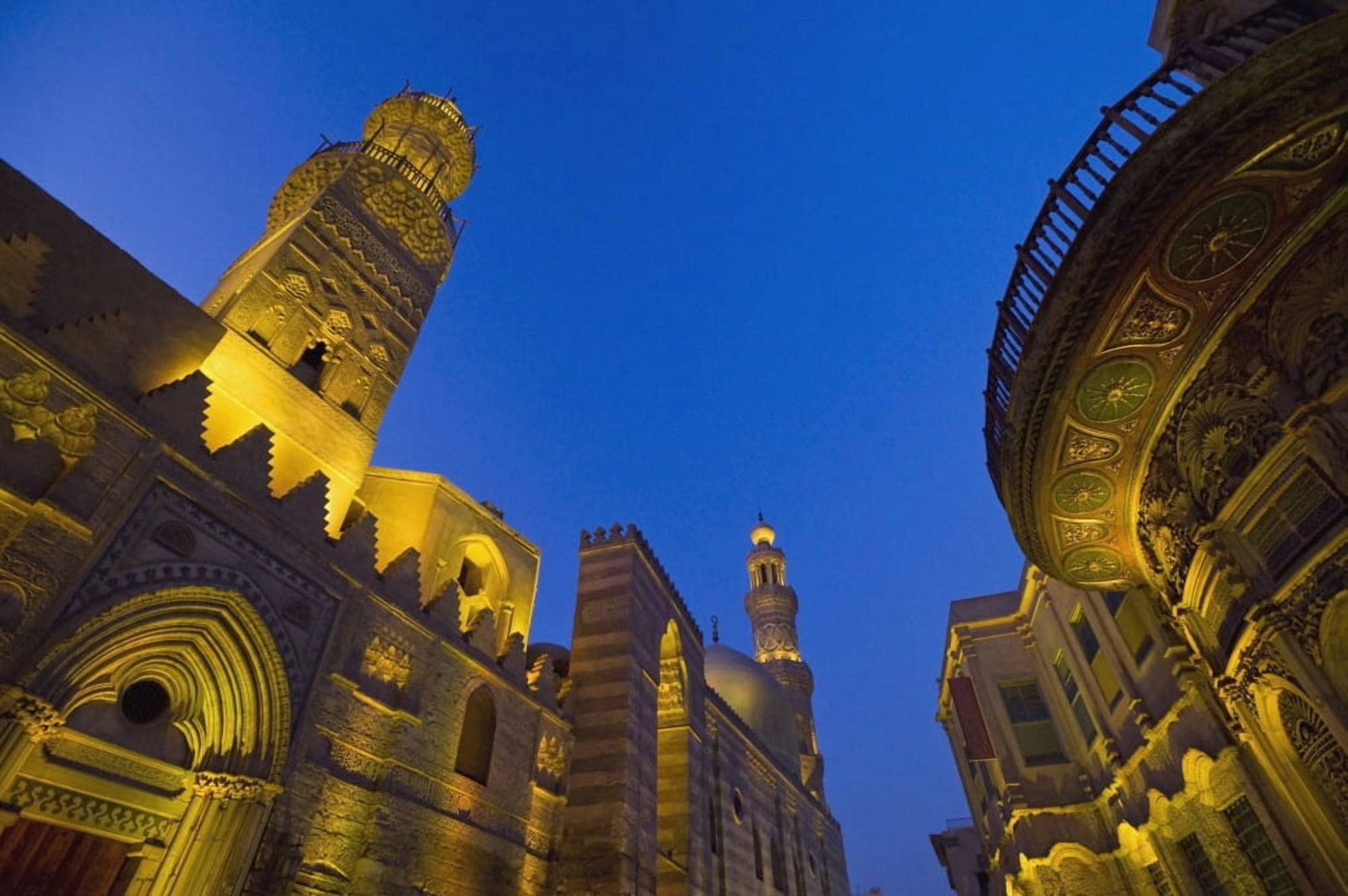 Madrasa Of Barquq Mosque Illuminated At Dusk Canvas Art - Ian Cumming Design Pics (17 x 11)