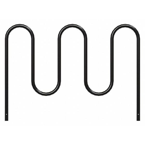 Black Powder Coated Steel Wave Bike Rack for 7 Bikes