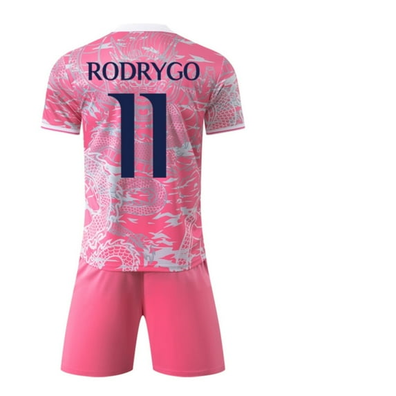 Madrid 24/25 Pink Dragon Pattern Home Soccer Shirt with Rodrygo 11 Printing