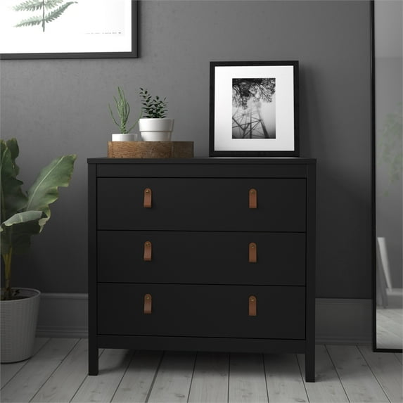 Madrid 3 Drawer Chest, Black Matte