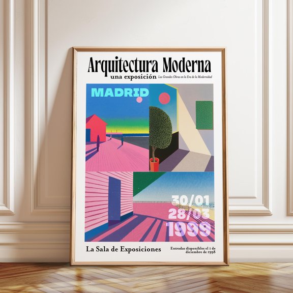 Madrid Architecture Exhibition Poster Spanish Modernism Wall Art , Poster Print Only