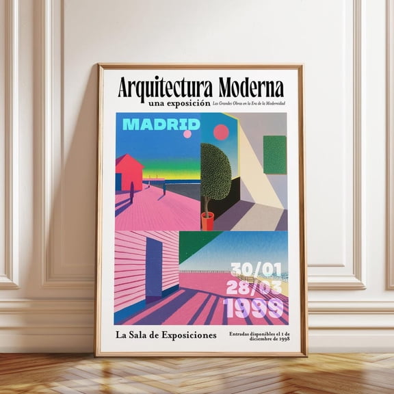 Madrid Architecture Exhibition Spanish Modernism Wall Art, Unframed Paper Poster 16x20in