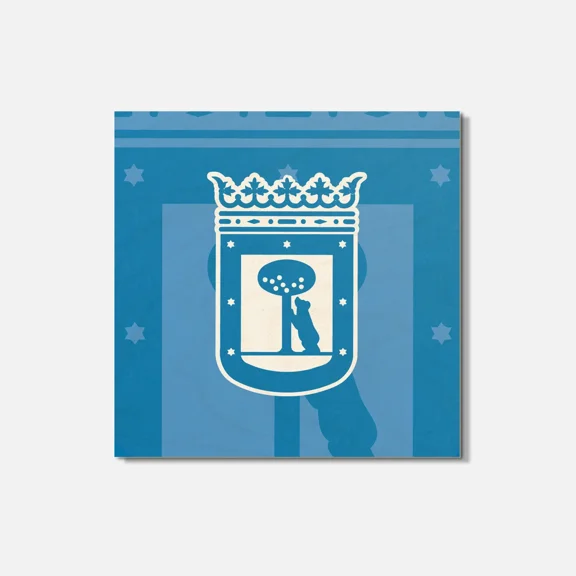Madrid City Coat Of Arms 4'' X 4'' Square Wooden Coaster