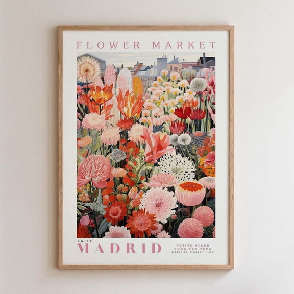 Madrid City Flower Market Botanical Wall Art Home Decor