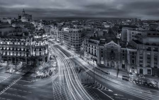 Madrid City Lights Canvas Art - Javier De La (12 x 18)