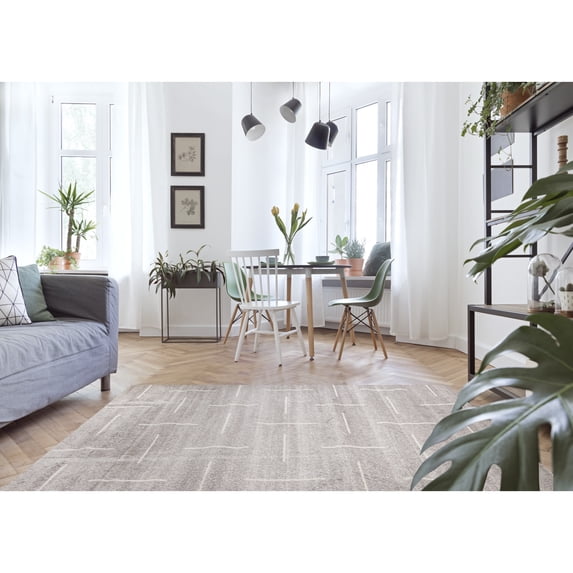 Alpine Rug Co. Madrid Collection - Modern Grey Parallel and Perpendicular Lines Rug 3'11" x 5'7" 4' x 6' Indoor Living Room, Bedroom