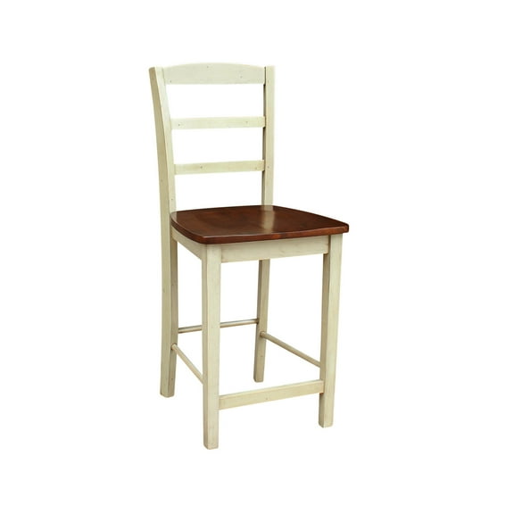 Madrid Counter height Stool - 24" Seat Height in Antiqued Almond/Espresso