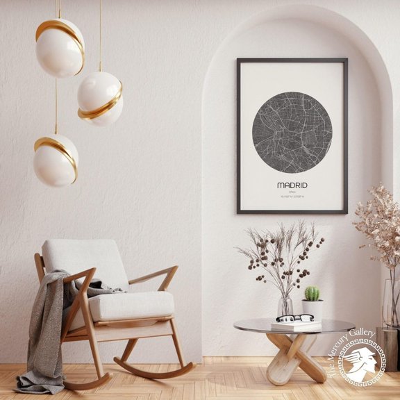 Madrid Map Wall Art Modern City Vintage Style Decor Room Interior Display Collection