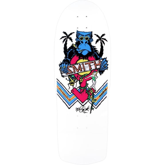 Madrid Skateboards Mike Smith Ape Reissue White Old School Skateboard Deck - 10" x 30.75" (Deck Only)