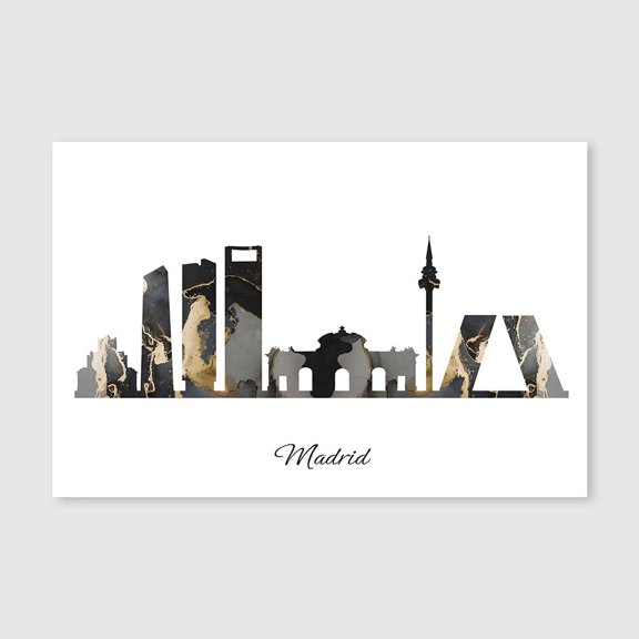 Madrid Skyline Country Geography Canvas – Elegant Home Office Wall Decor – 8x12 inch